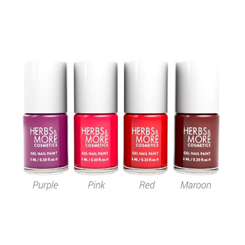 Herbs & More Cosmetics Nail Paint – Long-Lasting, Chip-Resistant Formula – High-Gloss Finish – Non-Toxic & Quick-Dry – Easy Application for Salon-Quality Nails at Home – 6ml (Very Berry Kit, 6ML)
