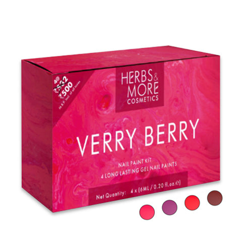 Herbs & More Cosmetics Nail Paint – Long-Lasting, Chip-Resistant Formula – High-Gloss Finish – Non-Toxic & Quick-Dry – Easy Application for Salon-Quality Nails at Home – 6ml (Very Berry Kit, 6ML)