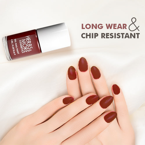 Herbs & More Cosmetics Nail Paint – Long-Lasting, Chip-Resistant Formula – High-Gloss Finish – Non-Toxic & Quick-Dry – Easy Application for Salon-Quality Nails at Home – 6ml (Maroon, 6ML)